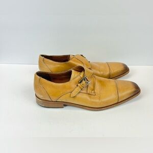 Vintage Mezlan Castleton Mens 10.5M Monk Strap Brown Tan Leather Dress Shoes